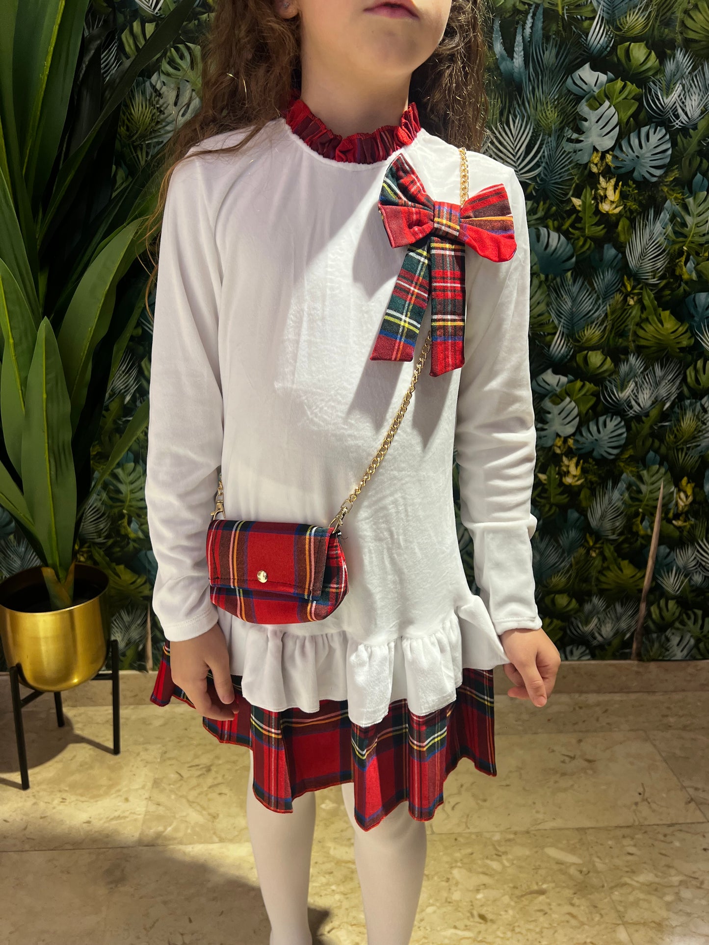 Abito Bimba Fiocchetto Tartan